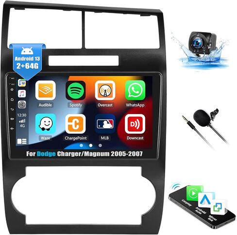 2G+64G Android 13 Car Stereo for Dodge Charger/Magnum 2005-2007 with Wireless Apple Carplay Android Auto,9'' Touchscreen Car Radio with GPS Navigation,Bluetooth,WiFi/FM/RDS Radio,SWC+Backup Camera in Saudi Arabia