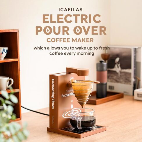 Electric Pour Over Coffee Machine Automatic ,One Button Press Drip Electric Coffee Maker with Elegant Design for Car Camping Hiking Outdoors Portable Use,10oz 400W Americano Dripper (Classical White) in Saudi Arabia
