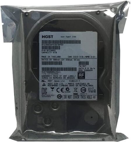 HGST Ultrastar (HUS726060ALE611) 6TB 7200RPM 128MB Cache SATA 6Gb/s 3.5-inch Enterprise Hard Drive - (for RAID, NAS, Desktop PC, Surveillance Storage) - 5 Year Warranty (Renewed) in Saudi Arabia