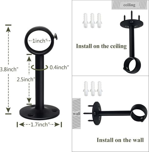 سقف ستارة قضيب بين قوسين، 1 بوصة الثقيلة ستارة قضيب قوس أسود خزانة شفة قضيب حامل نهاية الدعم 8 حزمة حامل عمود الستار مآخذ سقف جبل ستارة قضيب قوس لخزانة الملابس in Kuwait