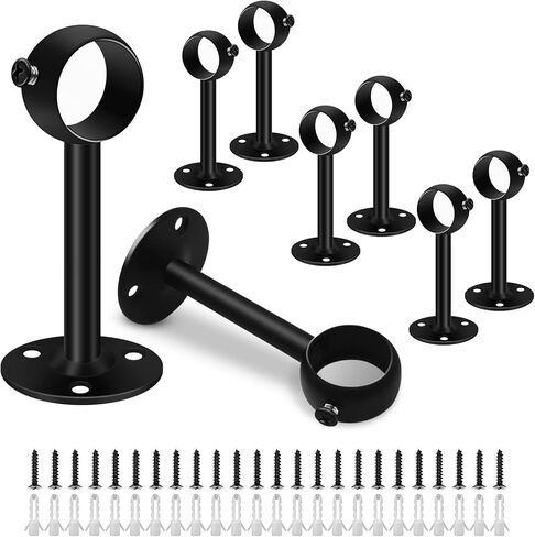 سقف ستارة قضيب بين قوسين، 1 بوصة الثقيلة ستارة قضيب قوس أسود خزانة شفة قضيب حامل نهاية الدعم 8 حزمة حامل عمود الستار مآخذ سقف جبل ستارة قضيب قوس لخزانة الملابس in Kuwait