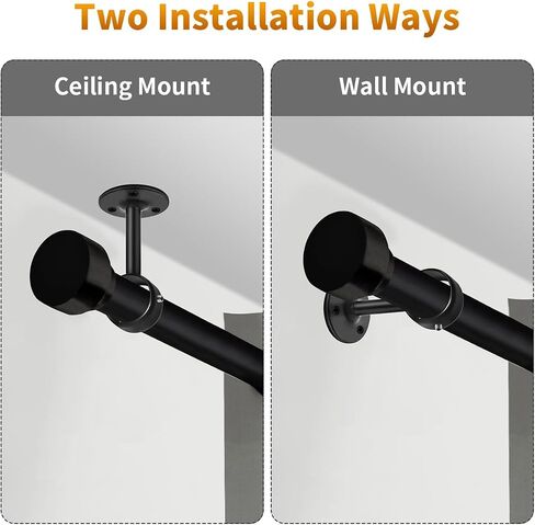TOKPLNU Ceiling Curtain Rod Brackets, Heavy Duty Curtain Rod Holders for Wall, Stainless Steel, 3 Pack Ceiling Curtain Rod Hooks Hangers Black Closet Flange Rod Bracket Support for 1 1/4in Drape Poles in Saudi Arabia