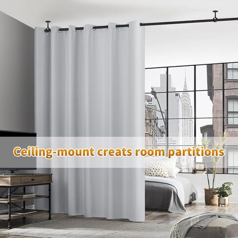 TOKPLNU Ceiling Curtain Rod Brackets, Heavy Duty Curtain Rod Holders for Wall, Stainless Steel, 3 Pack Ceiling Curtain Rod Hooks Hangers Black Closet Flange Rod Bracket Support for 1 1/4in Drape Poles in Saudi Arabia
