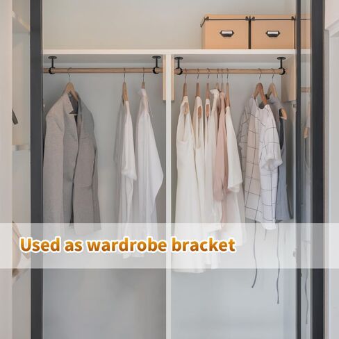 TOKPLNU Ceiling Curtain Rod Brackets, Heavy Duty Curtain Rod Holders for Wall, Stainless Steel, 3 Pack Ceiling Curtain Rod Hooks Hangers Black Closet Flange Rod Bracket Support for 1 1/4in Drape Poles in Saudi Arabia