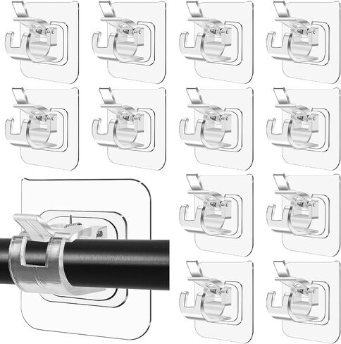 Dyrfolm 12PCS No Drill Curtain Rod Brackets,Nail Free Adjustable Curtain Hangers,Transparent Self Adhesive Curtain Rod Holder for Bathroom,Home and Kitchen in Saudi Arabia