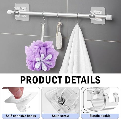 Dyrfolm 12PCS No Drill Curtain Rod Brackets,Nail Free Adjustable Curtain Hangers,Transparent Self Adhesive Curtain Rod Holder for Bathroom,Home and Kitchen in Saudi Arabia