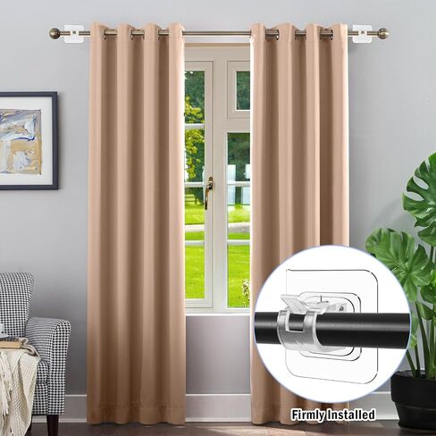 Dyrfolm 12PCS No Drill Curtain Rod Brackets,Nail Free Adjustable Curtain Hangers,Transparent Self Adhesive Curtain Rod Holder for Bathroom,Home and Kitchen in Saudi Arabia