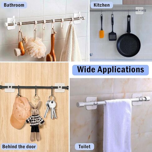 Dyrfolm 12PCS No Drill Curtain Rod Brackets,Nail Free Adjustable Curtain Hangers,Transparent Self Adhesive Curtain Rod Holder for Bathroom,Home and Kitchen in Saudi Arabia