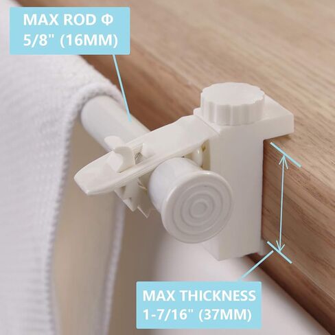 حوامل مشابك قابلة للتعديل من KXLIFE، دعامات قضيب ستارة بدون حفر، دعامات خطاف ستائر، شماعات قضيب الستارة، حامل قضيب التثبيت (4 قطع) in Kuwait