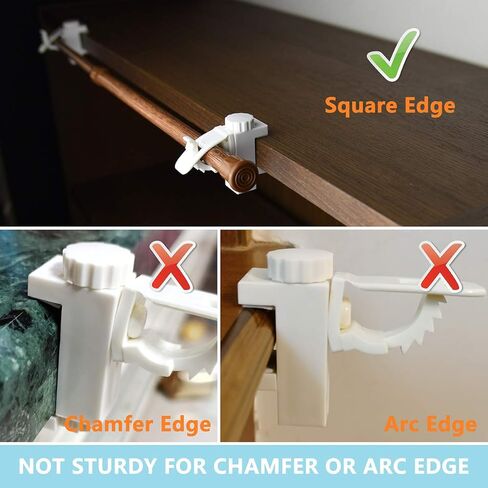 حوامل مشابك قابلة للتعديل من KXLIFE، دعامات قضيب ستارة بدون حفر، دعامات خطاف ستائر، شماعات قضيب الستارة، حامل قضيب التثبيت (4 قطع) in Kuwait