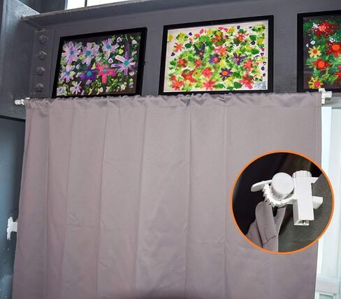 حوامل مشابك قابلة للتعديل من KXLIFE، دعامات قضيب ستارة بدون حفر، دعامات خطاف ستائر، شماعات قضيب الستارة، حامل قضيب التثبيت (4 قطع) in Kuwait