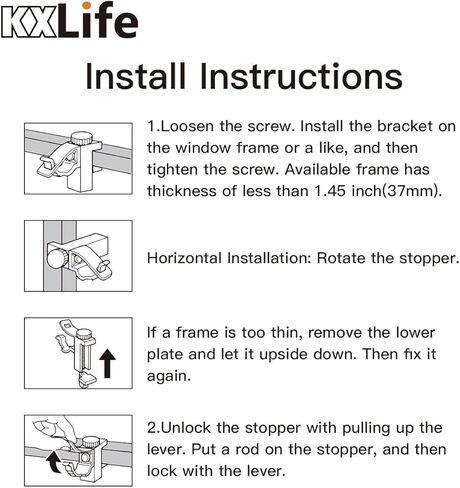 حوامل مشابك قابلة للتعديل من KXLIFE، دعامات قضيب ستارة بدون حفر، دعامات خطاف ستائر، شماعات قضيب الستارة، حامل قضيب التثبيت (4 قطع) in Kuwait