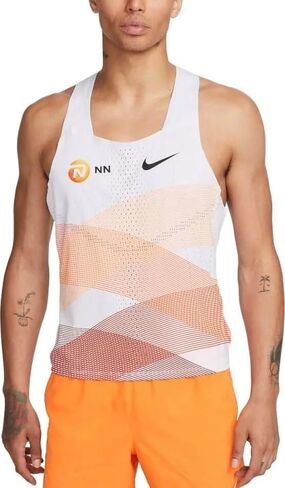 Nike Men's AeroSwift NN Running Singlet, White/Orange, Medium in Saudi Arabia