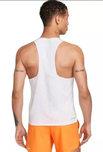 Nike Men's AeroSwift NN Running Singlet, White/Orange, Medium in Saudi Arabia