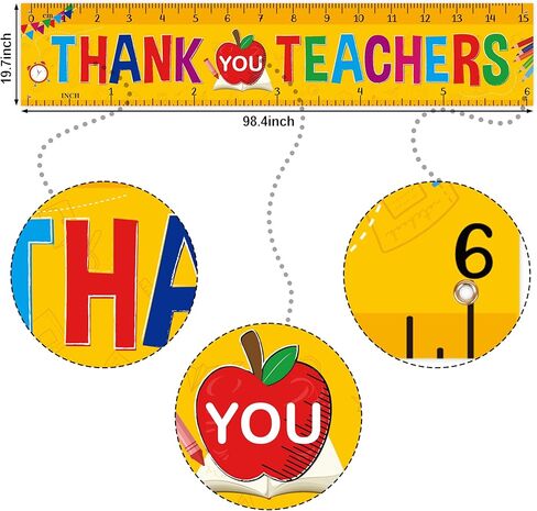Teacher Appreciation Decorations Banner - Thank You Teachers Week Yard Hanging Sign for Porch Party Classroom in Kuwait