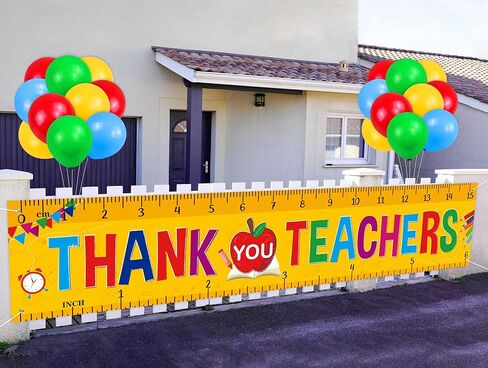 Teacher Appreciation Decorations Banner - Thank You Teachers Week Yard Hanging Sign for Porch Party Classroom in Kuwait