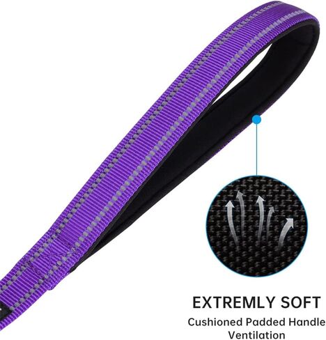 مقود تدريب الكلاب الممتاز من النايلون القوي والمتين، حبل جر بطول 4 أقدام وعرض 3/4 بوصة مع مقبض للكلاب الصغيرة (أحمر) in Kuwait