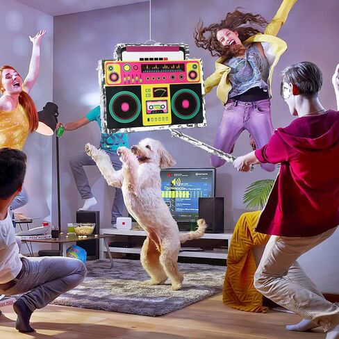 Boombox Pinata with Pinata Stick & Hanging Loop 80s Theme Hip Hop Radio Music Pinata Birthday Party Pinata for Retro 90s Birthday Party Decorations for Kids & Adults in Saudi Arabia