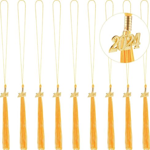 Hicarer 18 Pieces 2024 Year Academic Graduation Tassel Charm Set Gold Tassel Charm Soft Handmade Cap Tassel Accessories for Graduate Cap Hats Ceremony Decoration Souvenir Phone Charm in Saudi Arabia