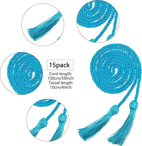 Rcanedny 15 قطعة من سلك الشرف للتخرج، حبال الشرف المضفرة مع شرابات لطلاب التخرج (أخضر) in Kuwait