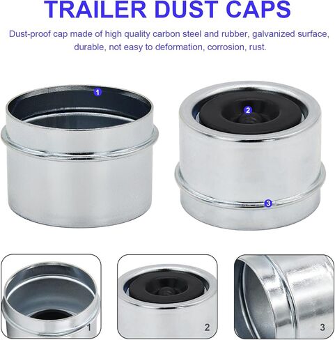 4 قطع أغطية غبار تحمل محور المقطورة 1.98 بوصة، غطاء غبار المقطورة مع 4 سدادات مطاطية إضافية أغطية غطاء الشحوم تناسب معظم المحاور التي يتراوح وزنها من 2000 إلى 3500 رطل دكستر، محور المقطورة غطاء غبار غطاء الشحوم in Kuwait