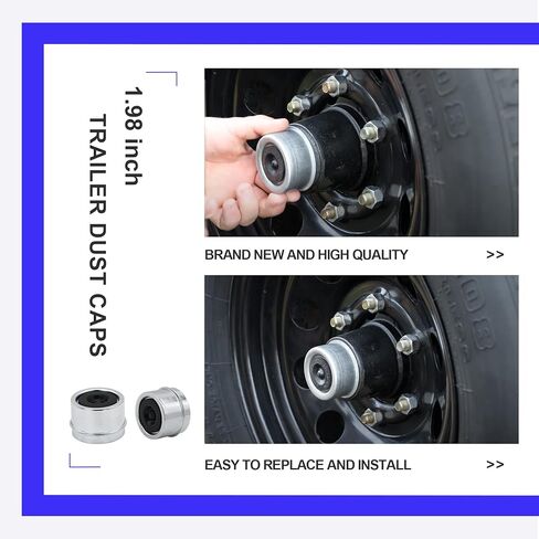 4 قطع أغطية غبار تحمل محور المقطورة 1.98 بوصة، غطاء غبار المقطورة مع 4 سدادات مطاطية إضافية أغطية غطاء الشحوم تناسب معظم المحاور التي يتراوح وزنها من 2000 إلى 3500 رطل دكستر، محور المقطورة غطاء غبار غطاء الشحوم in Kuwait