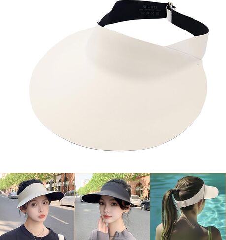 Women Wide Brimmed Non-Trace Ponytail Sunscreen Visor, Foldable Beach Sun Hat with UV Protection for Women Young Girls in Saudi Arabia