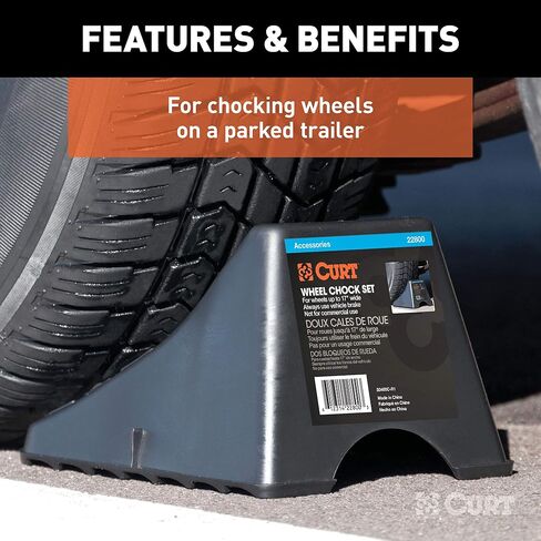 CURT 22800 Black Plastic Wheel Chocks, Vehicle, Trailer, Truck, RV, 2-Pack in Saudi Arabia