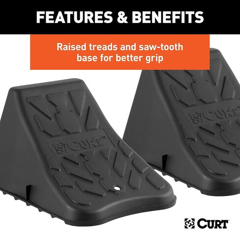 CURT 22800 Black Plastic Wheel Chocks, Vehicle, Trailer, Truck, RV, 2-Pack in Saudi Arabia