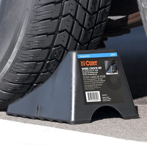 CURT 22800 Black Plastic Wheel Chocks, Vehicle, Trailer, Truck, RV, 2-Pack in Saudi Arabia
