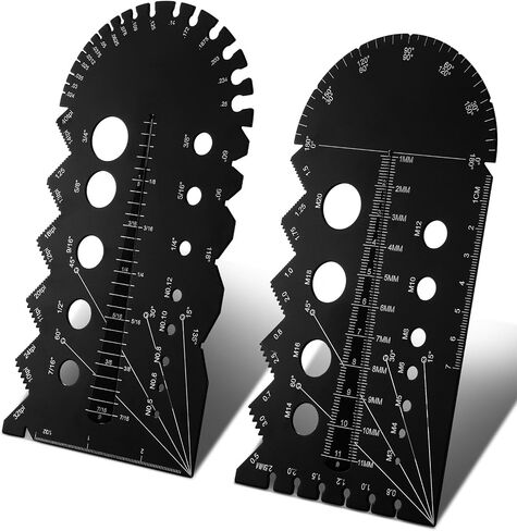 Blulu 4 Pcs Metric and Imperial Metal Screw Thread Gauge Black Bolt Screw Gauge Measuring Thread Pitch Gauge for Measurement Tool in Saudi Arabia