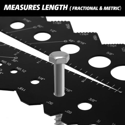 Blulu 4 Pcs Metric and Imperial Metal Screw Thread Gauge Black Bolt Screw Gauge Measuring Thread Pitch Gauge for Measurement Tool in Saudi Arabia