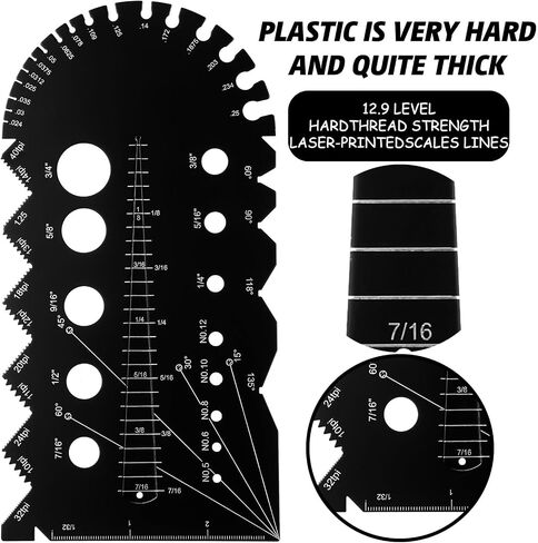 Blulu 4 Pcs Metric and Imperial Metal Screw Thread Gauge Black Bolt Screw Gauge Measuring Thread Pitch Gauge for Measurement Tool in Saudi Arabia