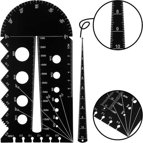 Blulu 4 Pcs Metric and Imperial Metal Screw Thread Gauge Black Bolt Screw Gauge Measuring Thread Pitch Gauge for Measurement Tool in Saudi Arabia