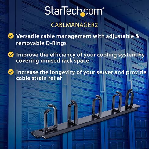 StarTech.com Vertical 40U Server Rack Cable Management w/ D-Ring Hooks - 40U Network Rack Cord Manager Panels - 2x 3ft Wire Organizers (CMVER40UD) in Saudi Arabia