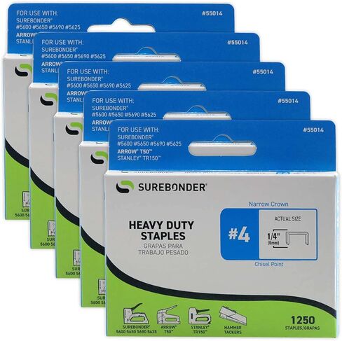 55014#4 Heavy Duty Narrow Crown Staples - 1/4" Length - 1250/box, 5 Pack in Kuwait