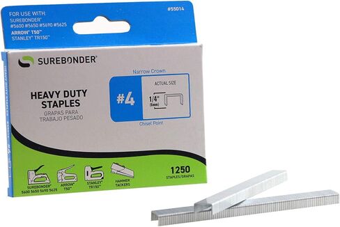 55014#4 Heavy Duty Narrow Crown Staples - 1/4" Length - 1250/box, 5 Pack in Kuwait