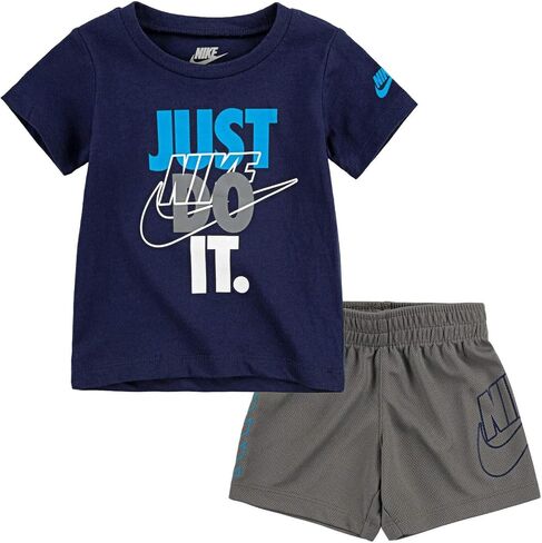 طقم تي شيرت وشورت بشعار JDI Outline من Nike للأولاد الصغار (رمادي دخاني، 7) in Saudi Arabia