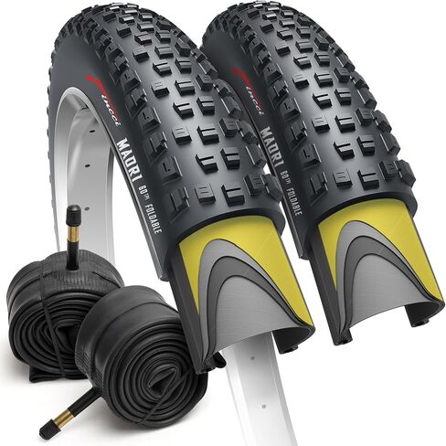 Fincci Maori 29 x 2.25 Inch Bike Tire Foldable 57-622 60 TPI with Nylon Protection and Schrader Inner Tubes 48mm for Mountain Enduro Gravel MTB Hybrid Bicycle in Saudi Arabia