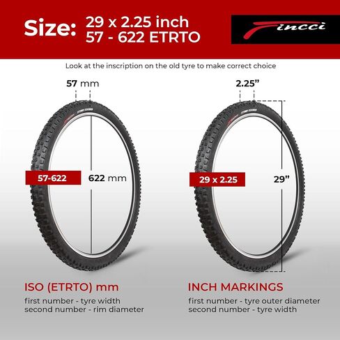 Fincci Maori 29 x 2.25 Inch Bike Tire Foldable 57-622 60 TPI with Nylon Protection and Schrader Inner Tubes 48mm for Mountain Enduro Gravel MTB Hybrid Bicycle in Saudi Arabia