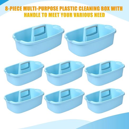 uiifan 8 قطع منظم العلبة البلاستيكية للتنظيف مع مقبض للتنظيف بالجملة، أداة تنظيف العلبة، سلة تنظيف متعددة الاستخدامات للاستخدام التجاري، فرشاة زجاجة الرذاذ، إسفنجة للمنزل والمكتب والمدرسة in Kuwait