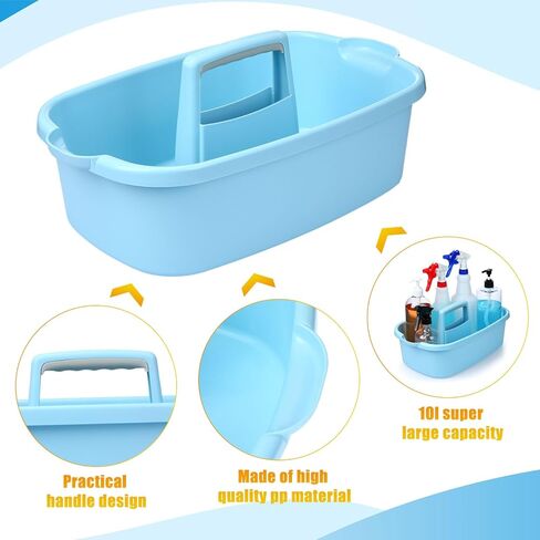 uiifan 8 قطع منظم العلبة البلاستيكية للتنظيف مع مقبض للتنظيف بالجملة، أداة تنظيف العلبة، سلة تنظيف متعددة الاستخدامات للاستخدام التجاري، فرشاة زجاجة الرذاذ، إسفنجة للمنزل والمكتب والمدرسة in Kuwait