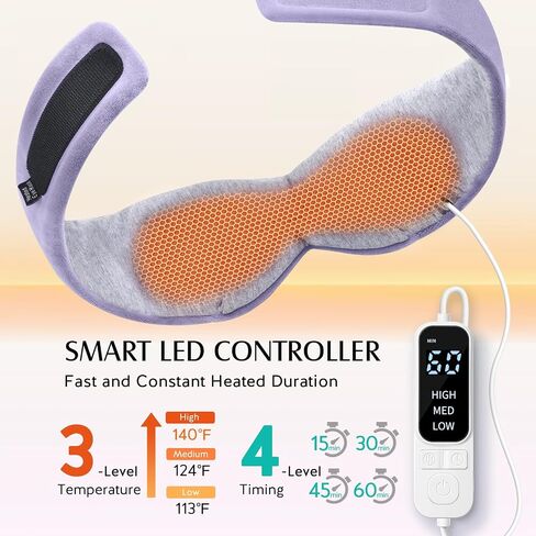 YFONG Heated Eye Mask, Warm Eye Compress Mask for Dry Eyes, USB Electric Eye Heating Pad with Temperature & Timer Control, Dry Eye Mask for Relax & Reduce Eye Strain Dark Circle Dry Eye Improve Sleep in Saudi Arabia