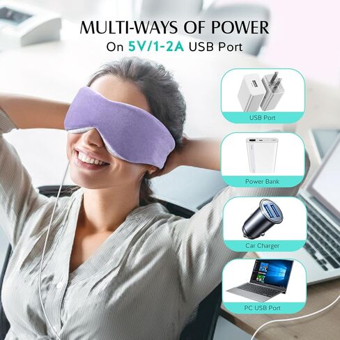YFONG Heated Eye Mask, Warm Eye Compress Mask for Dry Eyes, USB Electric Eye Heating Pad with Temperature & Timer Control, Dry Eye Mask for Relax & Reduce Eye Strain Dark Circle Dry Eye Improve Sleep in Saudi Arabia