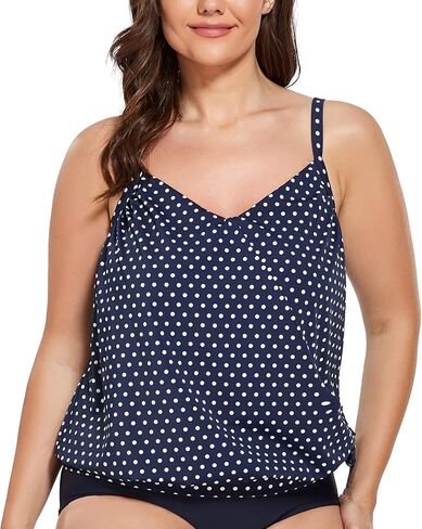 FULLFITALL Women Plus Size Tankini Top Printed Swimwear Bathing Suit Tank Top(No Bottom) in Saudi Arabia