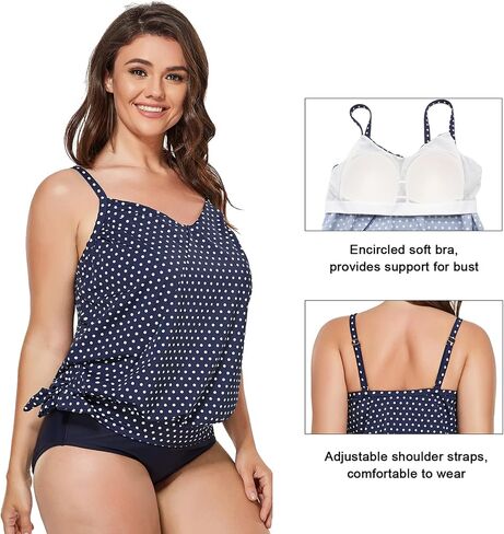 FULLFITALL Women Plus Size Tankini Top Printed Swimwear Bathing Suit Tank Top(No Bottom) in Saudi Arabia