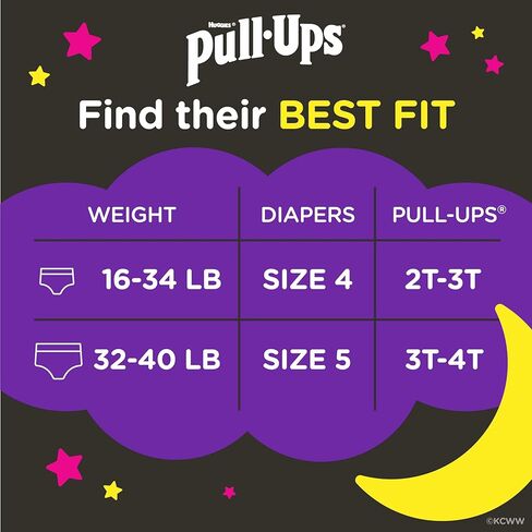 Pull-Ups Girls' Night-Time Potty Training Pants, Size 5T-6T Overnight Training Underwear (46-60 lbs), 44 Ct in Saudi Arabia