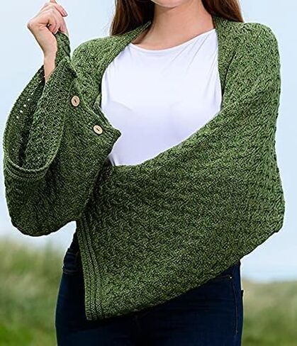 Aran Woollen Mills Supersoft Merino Wool Buttoned Irish Cape/Poncho in Kuwait