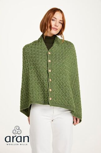 Aran Woollen Mills Supersoft Merino Wool Buttoned Irish Cape/Poncho in Kuwait