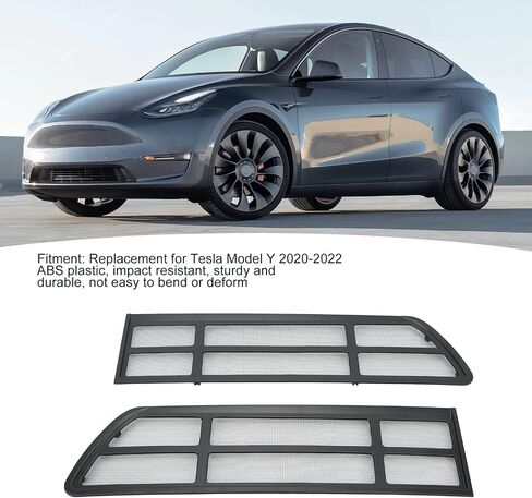 Akozon Car Air Intake Grille, 2pcs Black Car Air Intake Vent Cover Mesh Air Intake Vent Grille For Tesla Model Y 2020‑2022 Air Vent Grille Protector in Saudi Arabia